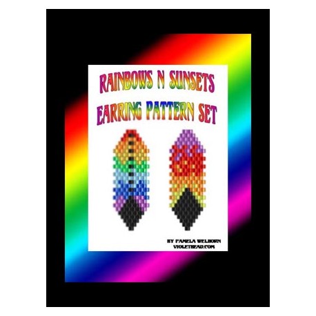 Rainbows N Sunsets Beaded Feather Earring Pattern Set