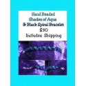 Hand Beaded Shades of Aqua & Black Spiral Bracelet