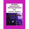 Hand Beaded Raspberry Metallic & Matte Copper Spiral Bracelet