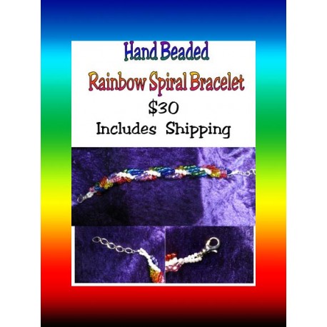 Hand Beaded Rainbow Spiral Bracelet