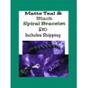 Hand Beaded Matte Teal & Black Spiral Bracelet