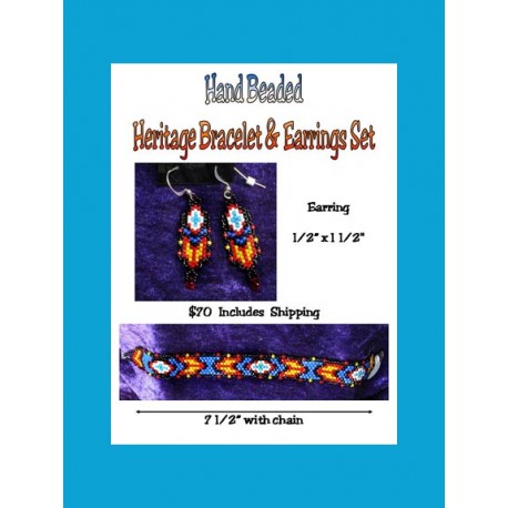 Hand Beaded Heritage Bracelet & earring set