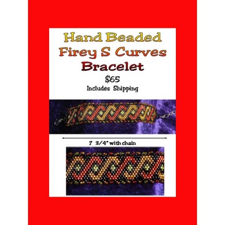 Hand Beaded Firey S Curves Bracelet