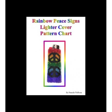 Rainbow Peace Signs Lighter Cover pattern chart