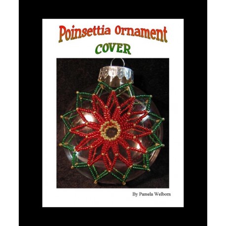 Poinsettia beaded Disc Christmas Ornament Cover Pattern