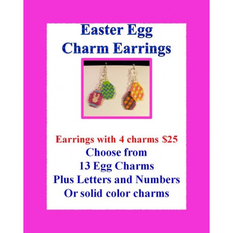 Hand Beaded Easter Egg Charm Earrings WITH TWO CHARMS ONLY
