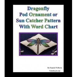Dragonfly 3D Peyote Pod Ornament or Sun Catcher Pattern Charts with Word Chart