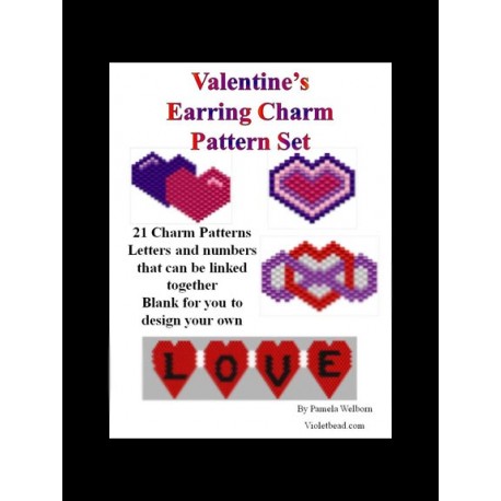 Valentines Hearts Charm Pattern Set Beading Patterns